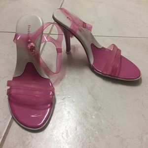 Hot pink strappy heels